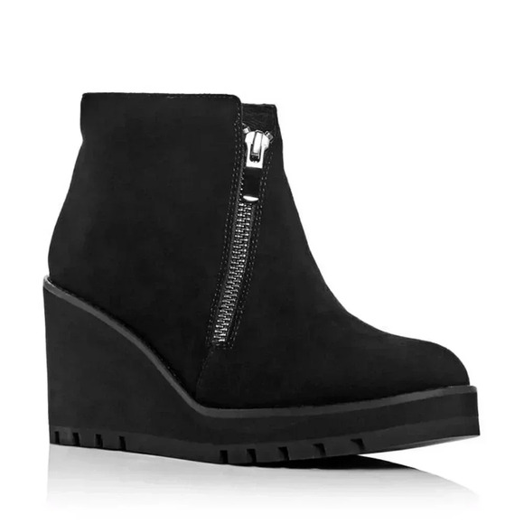 Eileen Fisher Women's Alto Black Suede Platform Wedge Booties Size 9.5 MSRP $275 - Picture 1 of 10